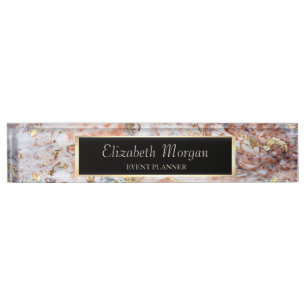 Cool Colourful Gold Marble Texture Nameplate