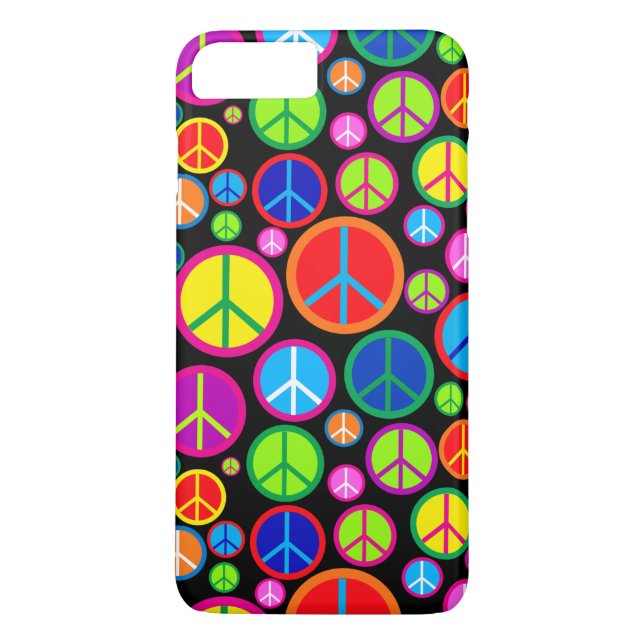 Cool Colourful Groovy Peace Symbols Case-Mate iPhone Case (Back)