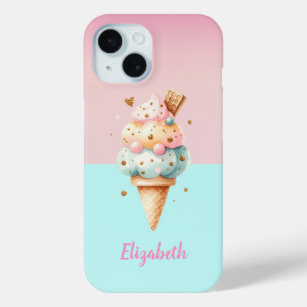 Cool Colourful Ice Cream Cones Love iPhone 15 Case