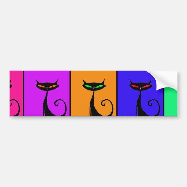 Cool Colourful Kitty Cat Pop Art Bumper Sticker (Front)