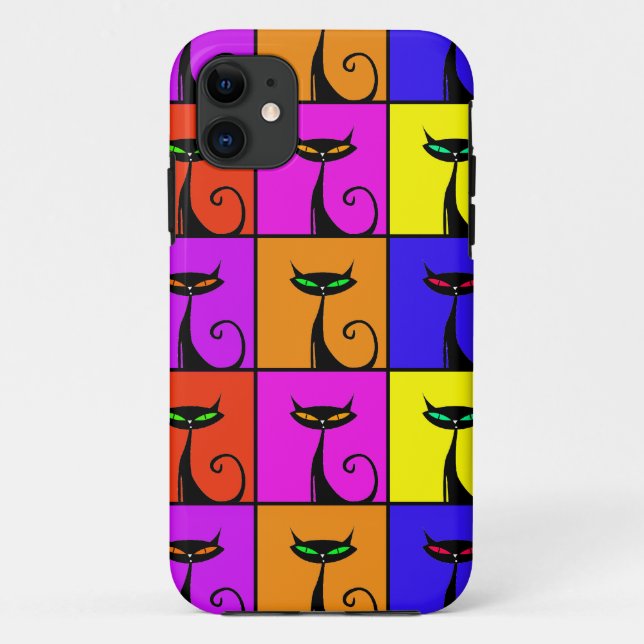 Cool Colourful Kitty Cat Pop Art Case-Mate iPhone Case (Back)