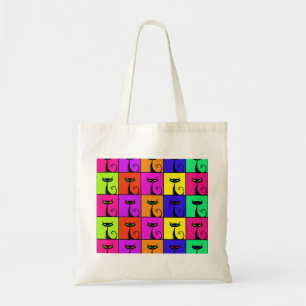 Cool Colourful Kitty Cat Pop Art Tote Bag