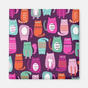 Cool Colourful Kitty Cat Print 2 Inch Square Magn Magnet
