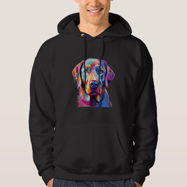 Cool Colourful Labrador Retriever Portrait Graphic Hoodie (Front)