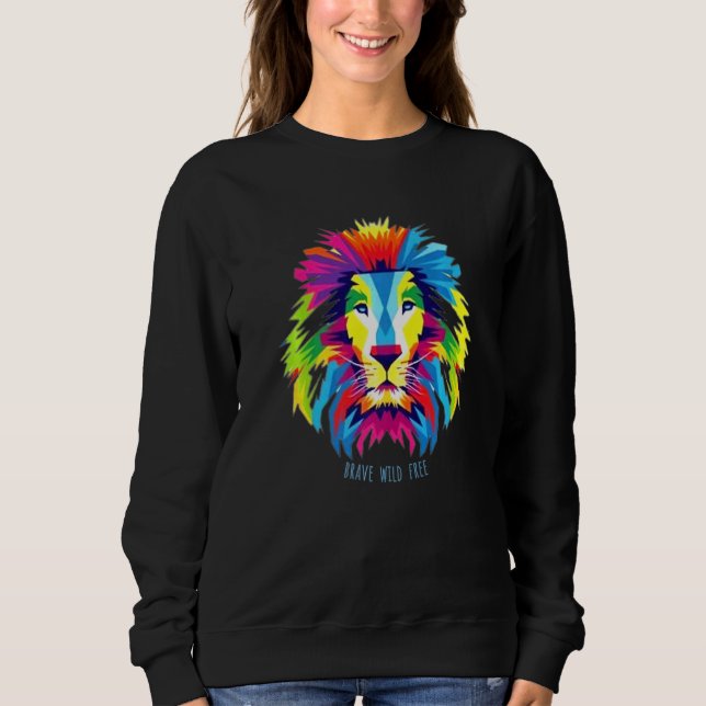 Cool Colourful Lion Head Sweatshirt (Front)