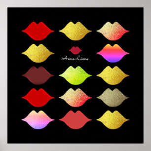 cool colourful lips / different colour mouths poster