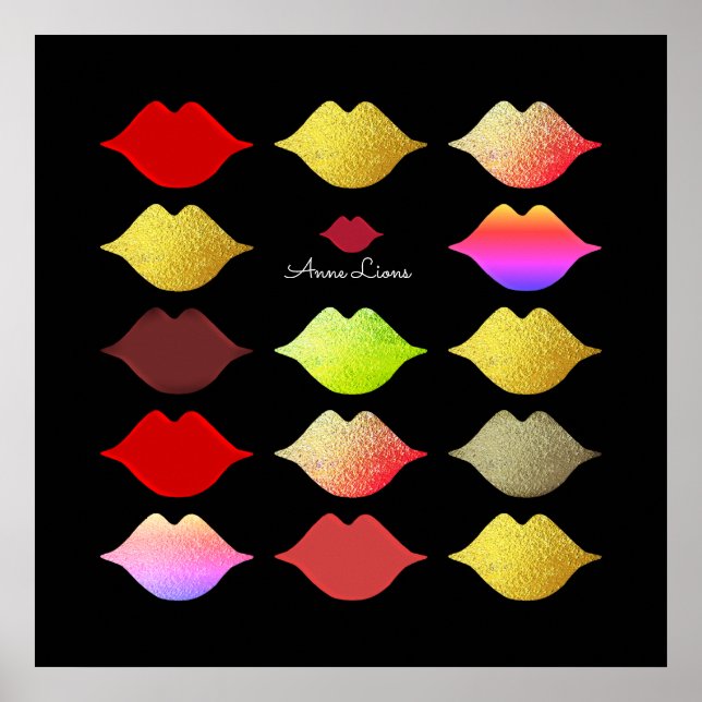 cool colourful lips / different colour mouths poster (Front)