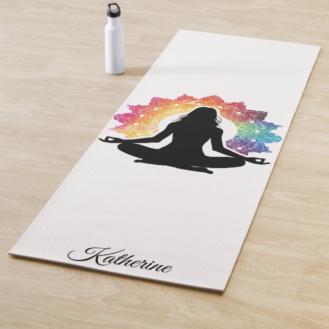 Cool Colourful Mandala Design Custom Name Yoga Mat (In Situ)