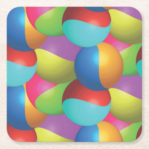 Cool Colourful Metallic Balls Square Paper Coaster