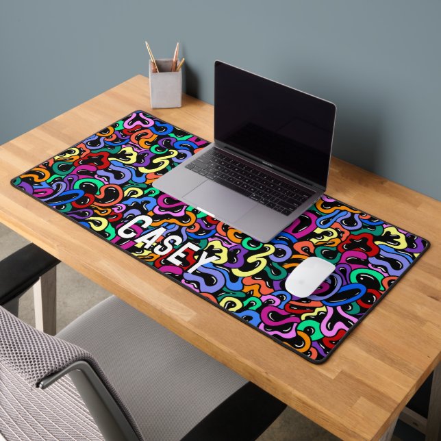 Cool Colourful Monogram Name Desk Mat (Office 2)