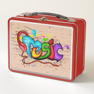 Cool Colourful Music Graffiti Metal Lunch Box