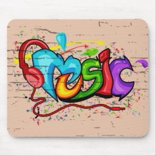 Cool Colourful Music Graffiti Mouse Pad