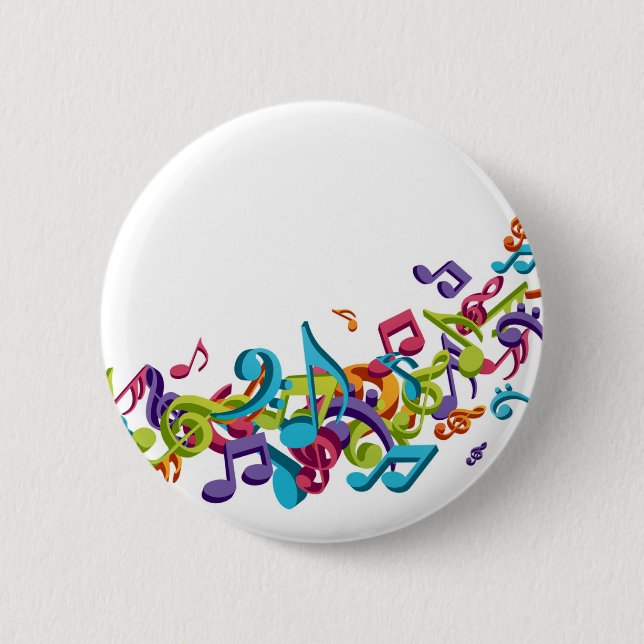cool colourful music notes & sounds 6 cm round badge (Front)