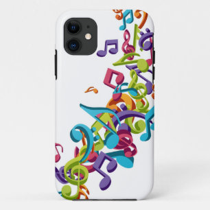 cool colourful music notes & sounds art image iPhone 11 case
