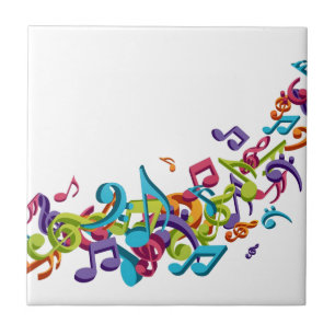 cool colourful music notes & sounds art image ceramic tile