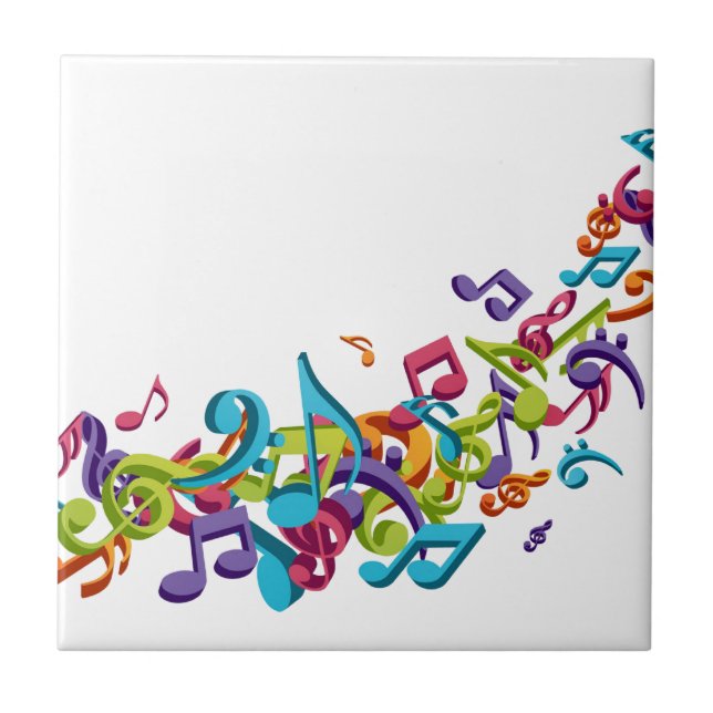 cool colourful music notes & sounds art image ceramic tile (Front)