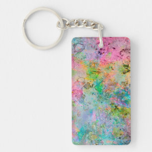 Cool colourful neon colours abstract marble image key ring