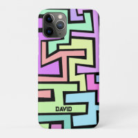 Cool Colourful Neon Maze with name abstract art