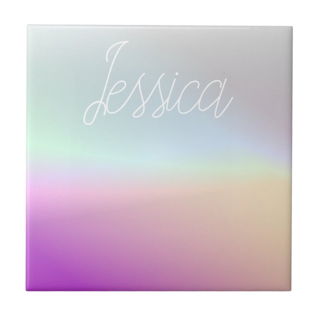 Cool Colourful Ombre Gradients & Your Script Ceramic Tile (Front)