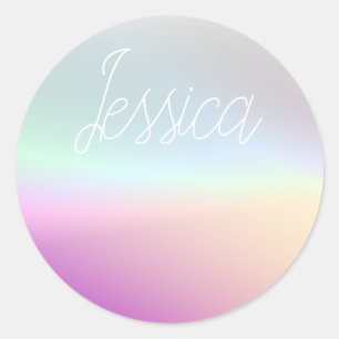 Cool Colourful Ombre Gradients & Your Script Classic Round Sticker