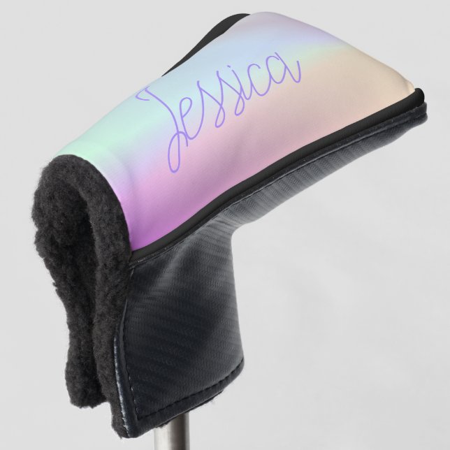 Cool Colourful Ombre Gradients & Your Script Golf Head Cover (3/4 Front)