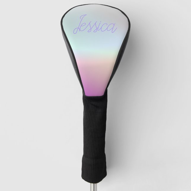 Cool Colourful Ombre Gradients & Your Script Golf Head Cover (Front)