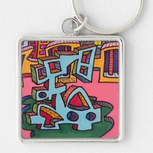 Cool Colourful Original Art  Key Ring