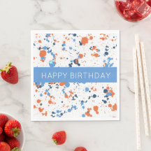 Cool Colourful Paint Splatter Happy Birthday 