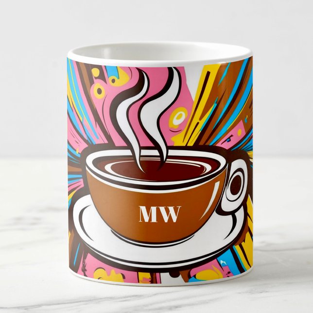 Cool colourful pop art style with custom initials coffee mug (Creator Uploaded)