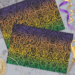 Cool Colourful Rainbow Hand Drawn Doodle Line Art Tissue Paper