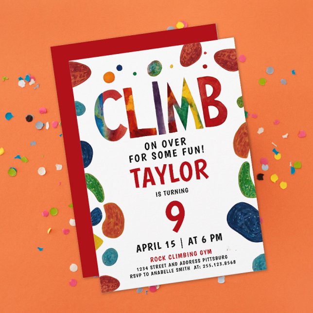 Cool Colourful Red Rock Climbing Adventure Party Invitation (Creator Uploaded)