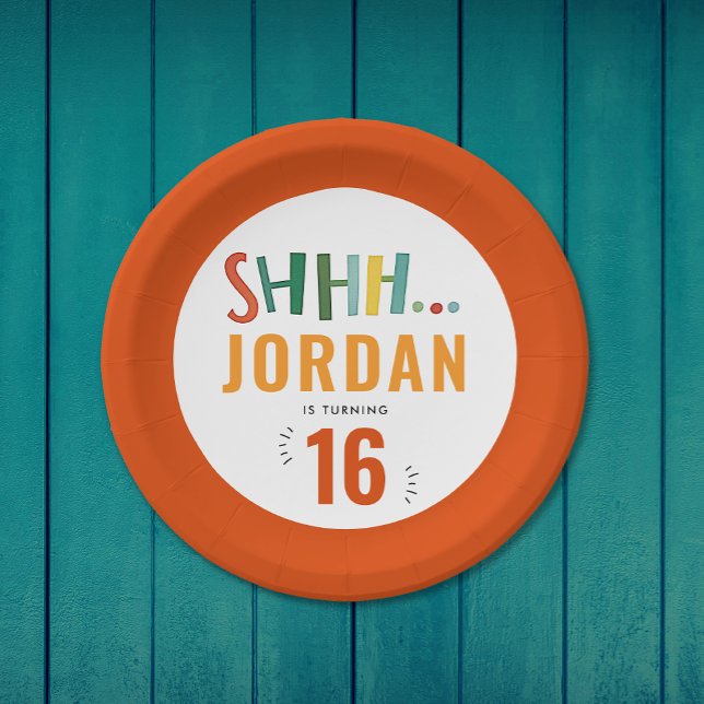 Cool Colourful Red Surprise Party Brush Paint Typo Paper Plate (Creator Uploaded)