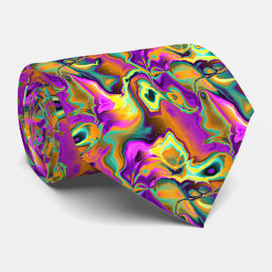 Cool Colourful Retro Chic Fractal Marble Pattern Tie