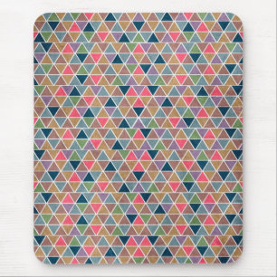 Cool colourful retro geometric triangles pattern mouse pad