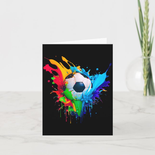 Cool Colourful Soccer Ball Splash Love Soccer Art  Card (Front)