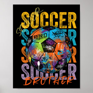 Cool Colourful Soccer Brother Ll Distressed Graphi Poster