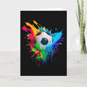Cool Colourful Soccer Byll Splash Love Soccer Art  Card