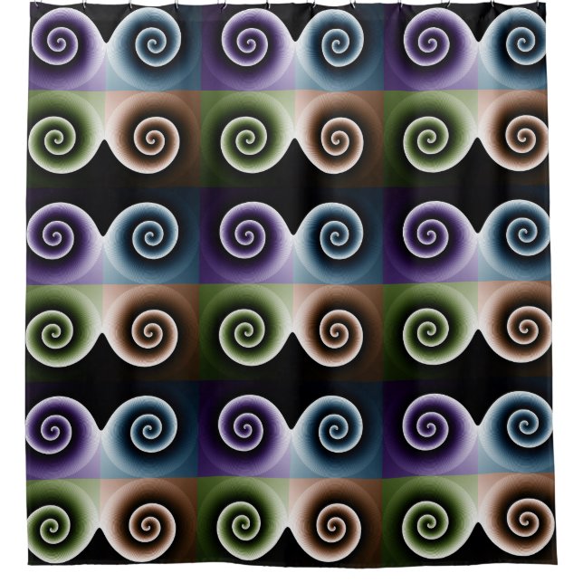 COOL Colourful Spiral Abstract Pattern Shower Curtain (Front)