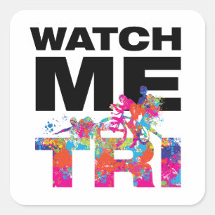 Cool Colourful Splatters Watch Me Tri Paint Square Sticker