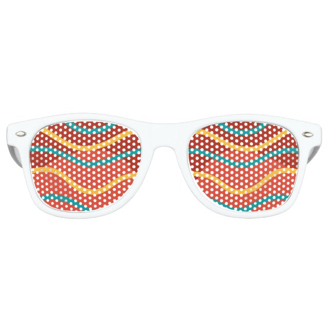 Cool Colourful Stripes Curved Lines Retro Sunglasses (Front)