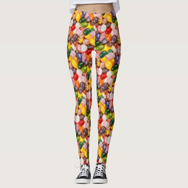 Cool colourful sweet Easter Jelly Beans Candy Leggings (Front)