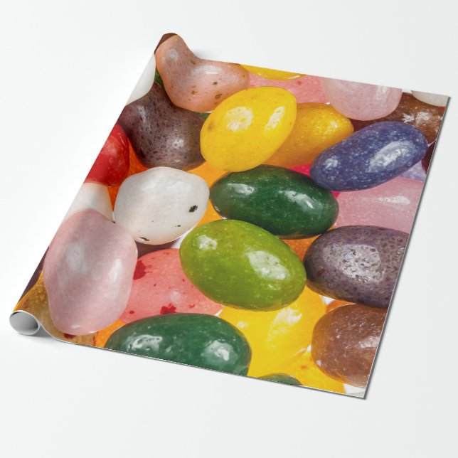 Cool colourful sweet Easter Jelly Beans Candy Wrapping Paper (Unrolled)