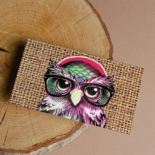 Cool Colourful Tattoo Wise Owl With Funny Glasses