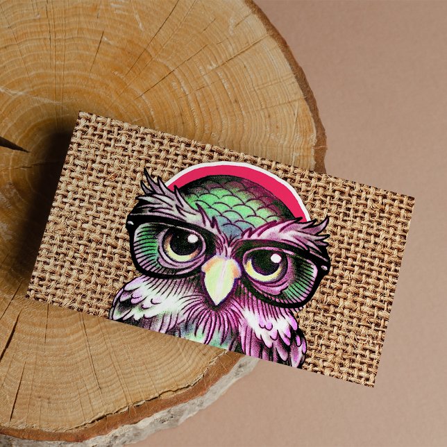 Cool  Colourful Tattoo Wise Owl With Funny Glasses (Cool Colorful Tattoo Wise Owl With Funny Glasses )
