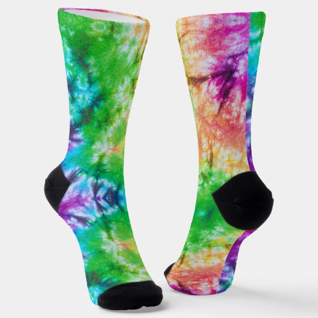 Cool Colourful Tie Dye Pattern Unique Novelty Socks (Angled)