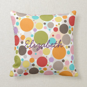 Cool colourful trendy girly bubbles polka dots cushion