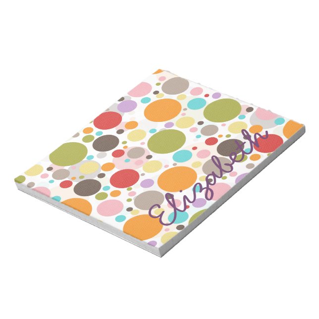 Cool colourful trendy girly bubbles polka dots notepad (Rotated)