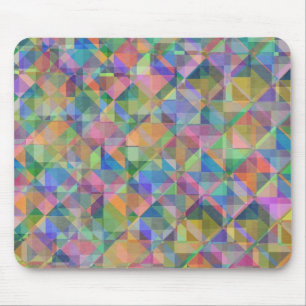 Cool colourful triangles squares shapes overlaid mouse pad