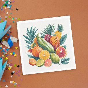 Cool Colourful Tropical Fruits Birthday Party Napkin