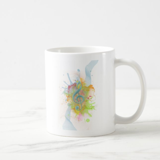 Cool colourful watercolour splatters music notes coffee mug (Right)